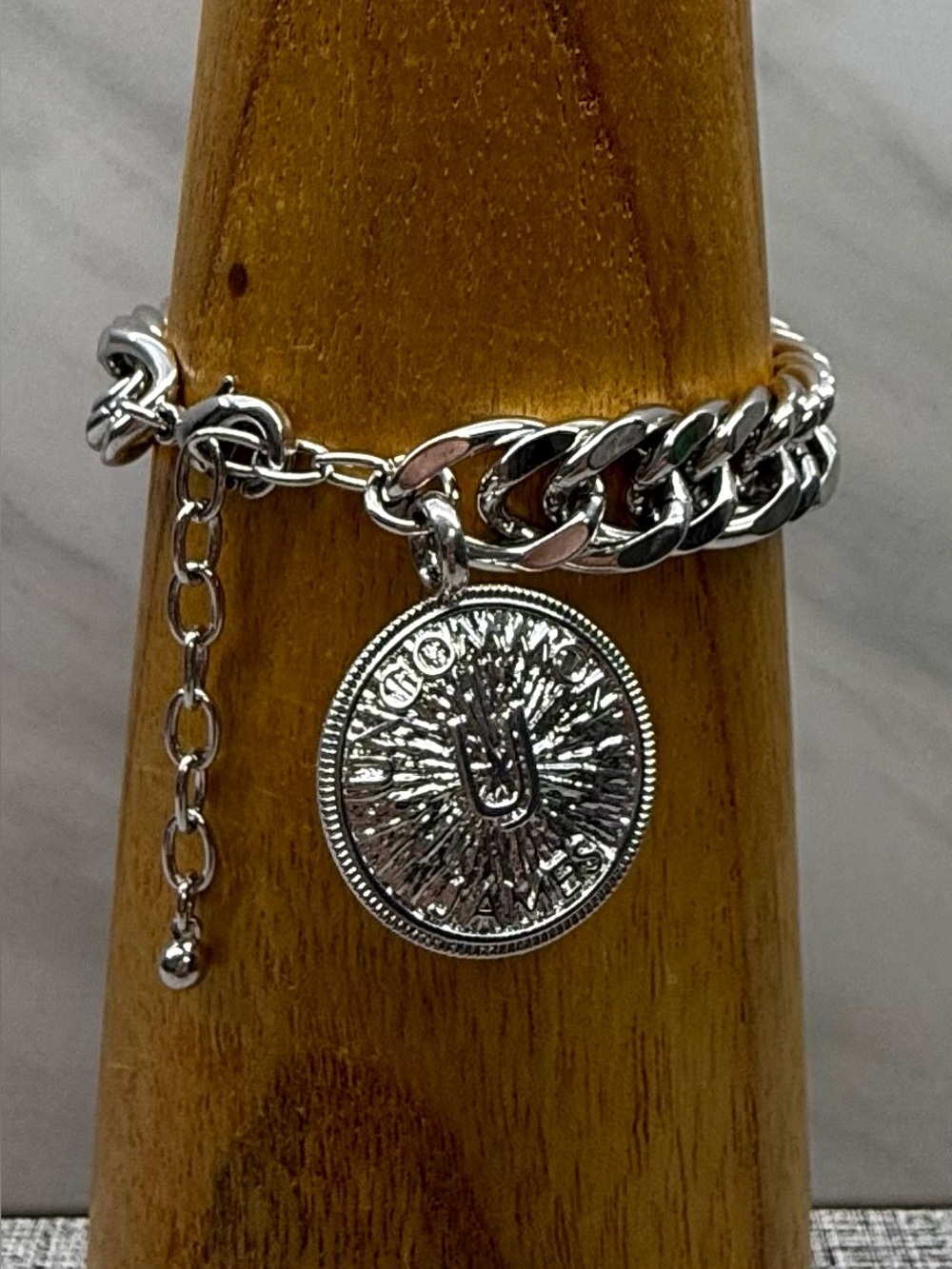 Uncommon James Sterling Silver Coin Charm Chain Bracelet
